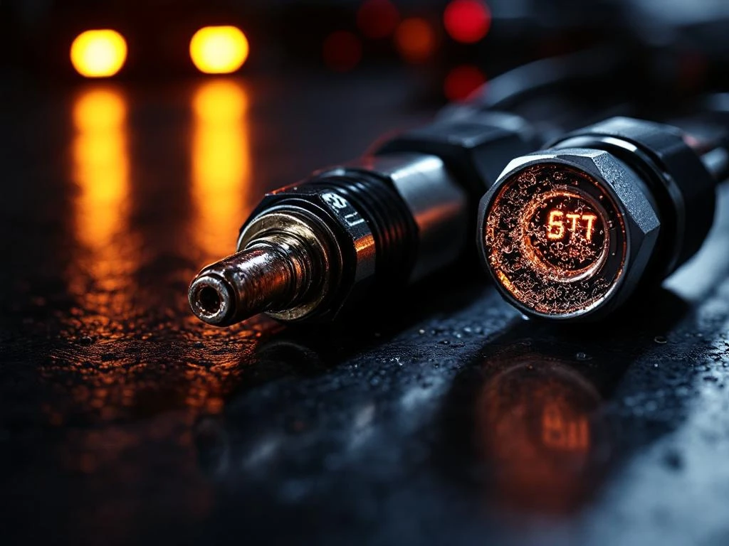 Defekte Temperatursensoren mit Korrosion, ausgefransten Kabeln und Kondensation auf industrieller Oberfläche mit Warnleuchten